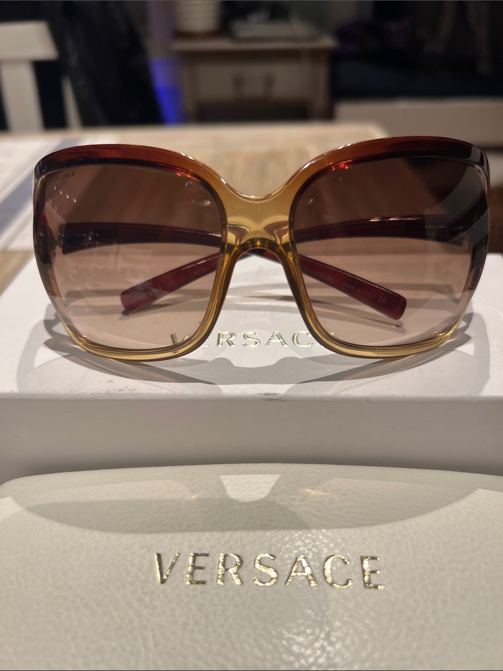 Versace Oversized Brown Gradient Women's Sunglasses w/ Case & Box - Picture 10 of 10